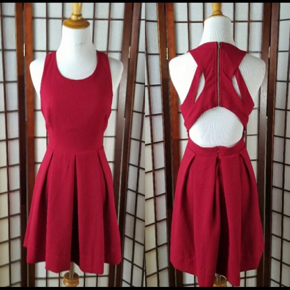 Lulu’s Cut Out Back, Lined Fit & Flare Dress